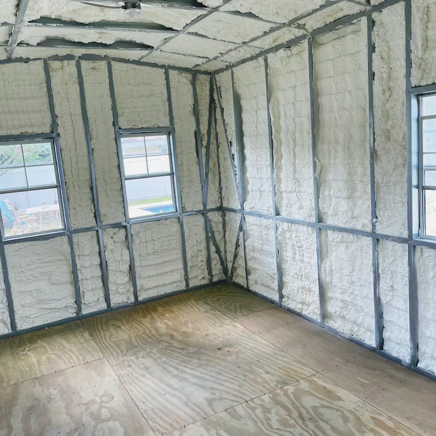 Closed-cell spray foam insulation applied to wall cavities in a residential project in Beacon